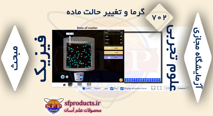 گرما و تغییر حالت ماده - شبیه سازی تعاملی تبدیل جامد، مایع و گاز